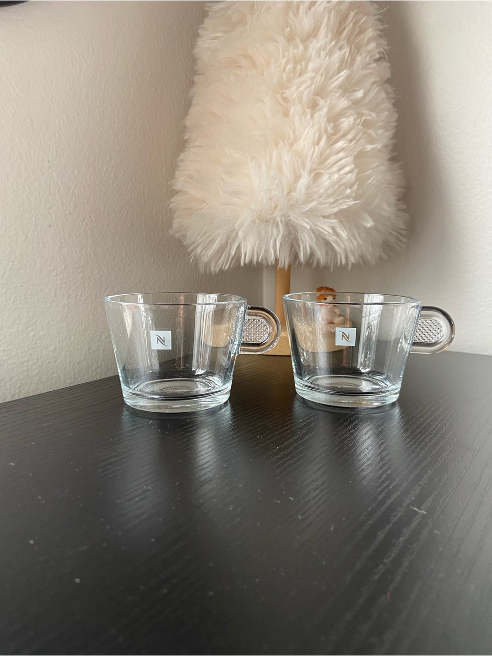 2 Nespresso View Cups Espresso Demitasse Clear Glass Pinch Handles 5 Oz